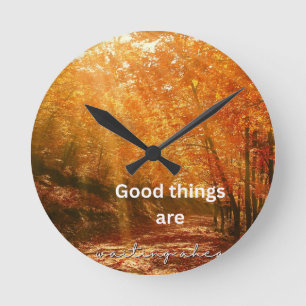 Good Things – Sun Rising Forest Text Design Round Clock