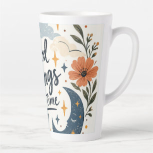Good Things Take Time Boho Sun and Moon Latte Mug