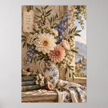 Good Things Take Time Vintage Floral Still Life Wa