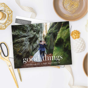 Good Things to Celebrate Wedding Announcement Postcard