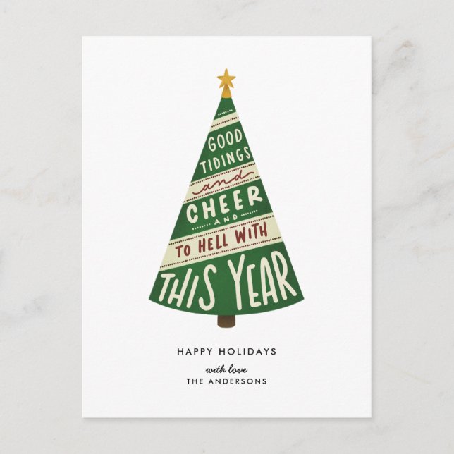Good Tidings and Cheer and To Hell With This Year  Holiday Postcard (Front)