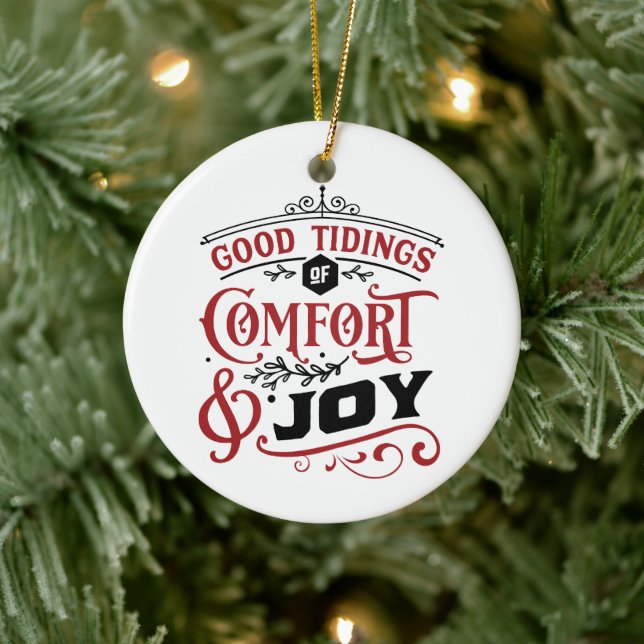 Good Tidings of Comfort and Joy | Farmhouse Ceramic Ornament (Tree)