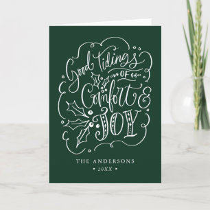 Good Tidings of Comfort & Joy Green Non-Photo Holiday Card