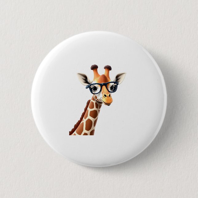 Good Time Hipster Giraffe T-Shirt Men's Women's Ch 2 Inch Round Button (Front)