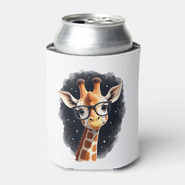 Good Time Hipster Giraffe T-Shirt Men's Women's Ch Can Cooler (Can Front)
