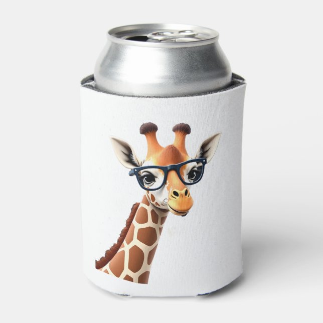 Good Time Hipster Giraffe T-Shirt Men's Women's Ch Can Cooler (Can Front)