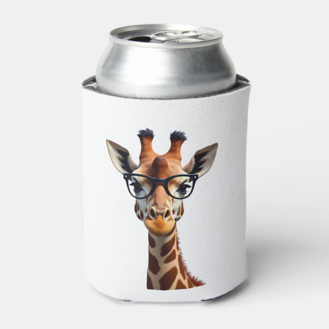 Good Time Hipster Giraffe T-Shirt Men's Women's Ch Can Cooler (Can Front)