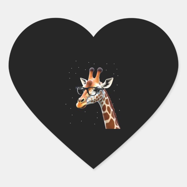 Good Time Hipster Giraffe T-Shirt Men's Women's Ch Heart Sticker (Front)