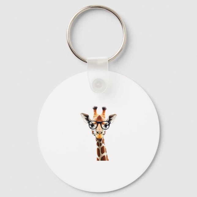 Good Time Hipster Giraffe T-Shirt Men's Women's Ch Keychain (Front)