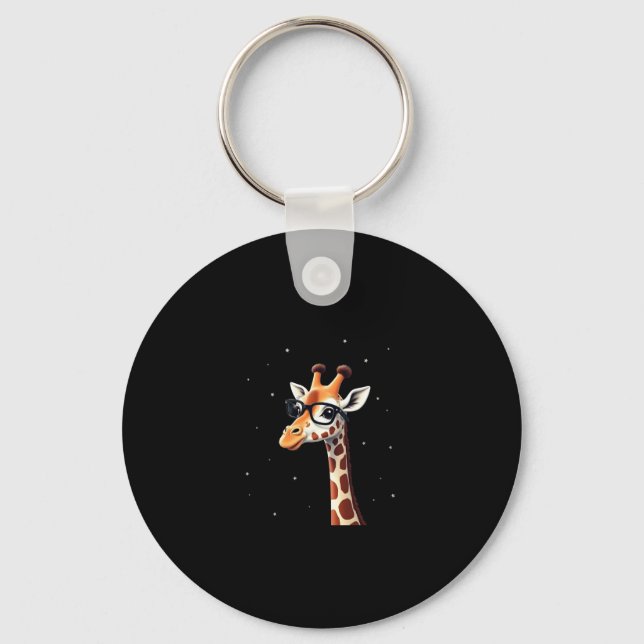 Good Time Hipster Giraffe T-Shirt Men's Women's Ch Keychain (Front)