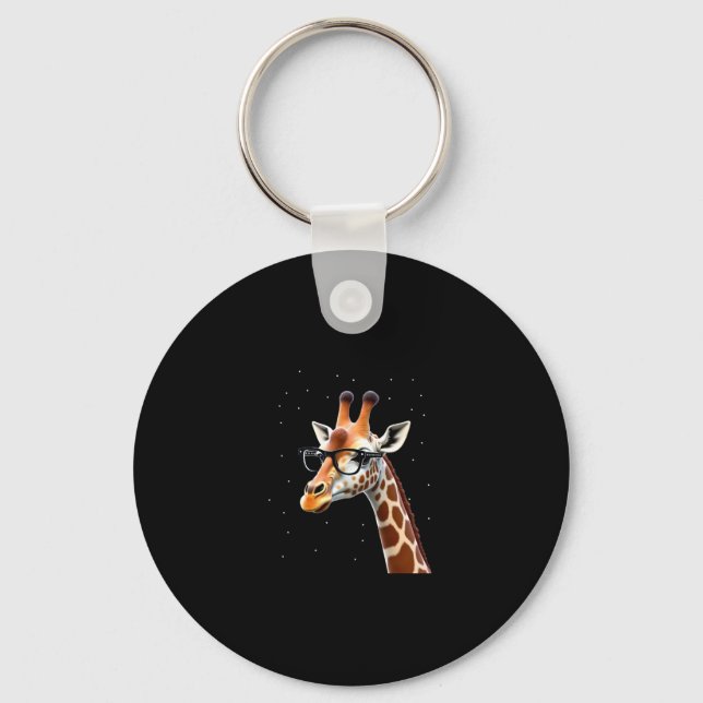 Good Time Hipster Giraffe T-Shirt Men's Women's Ch Keychain (Front)