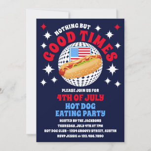 Good Times Groovy 4th of July Hot Dog Party Invitation