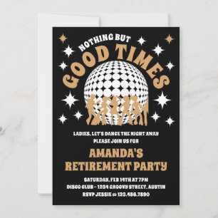 Good Times Groovy Black Retirement Party Photo Invitation