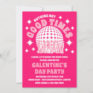 Good Times Groovy Pink Galentine's Day Party Invitation