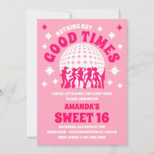 Good Times Groovy Pink Sweet 16 Party Invitation