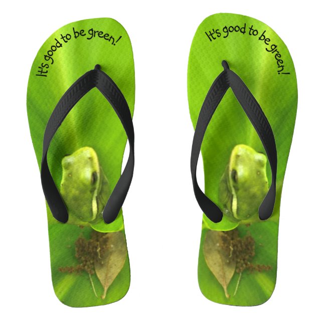 Good to Be Green Frog Flip Flops (Footbed)