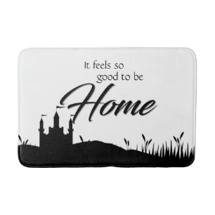 Good to be home black white calligraphy modern Bath Mat