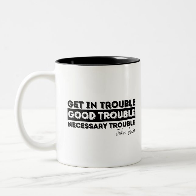 good trouble john lewis Two-Tone coffee mug (Left)