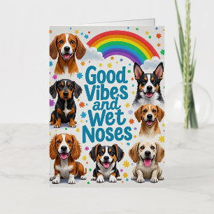 Good Vibes and Wet Noses Playful doodles Foil Greeting Card