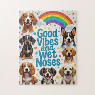 Good Vibes and Wet Noses Playful doodles  Jigsaw Puzzle