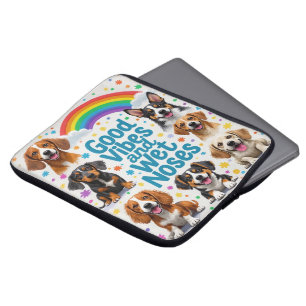 Good Vibes and Wet Noses Playful doodles Laptop Sleeve