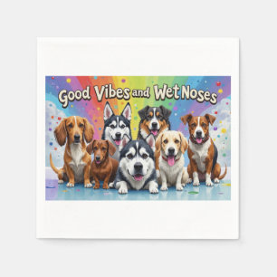 Good Vibes and Wet Noses Playful doodles Napkin