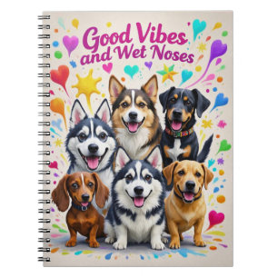 Good Vibes and Wet Noses Playful doodles Notebook