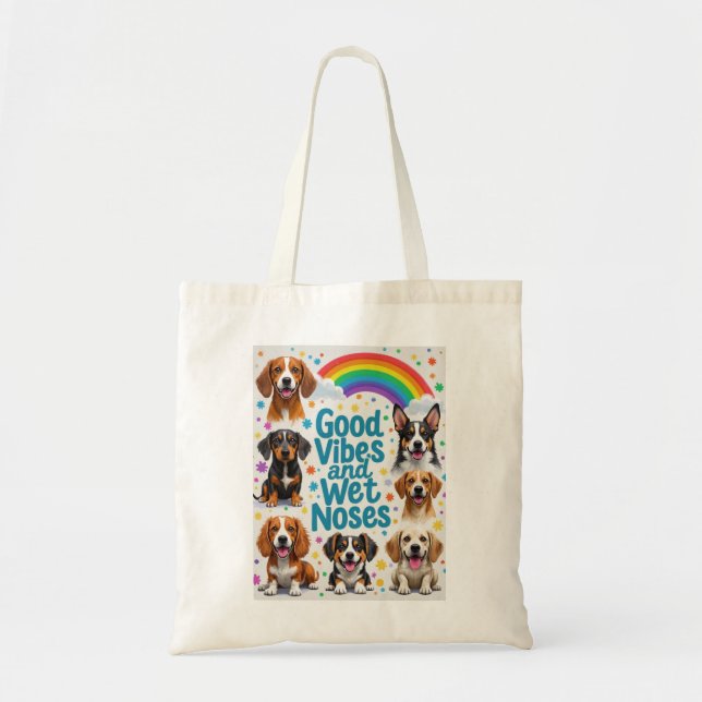 Good Vibes and Wet Noses Playful doodles  Tote Bag (Front)