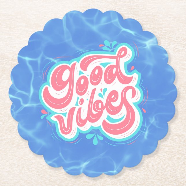 Good Vibes Beach/pool  Paper Coaster (Front)