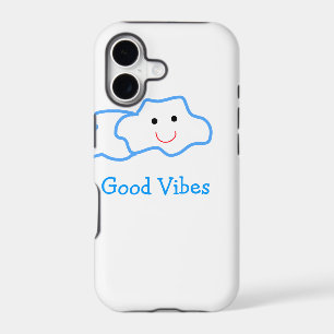 Good vibes blue smiling clouds emoji kids add name