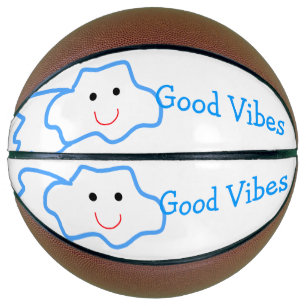 Good vibes blue smiling clouds emoji kids add name basketball