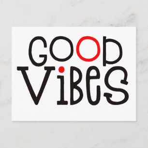 Good Vibes Bold Typography Positivity Red Black Postcard
