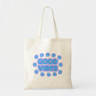 Good Vibes Cartoon Dog Paw Prints Tote Bag
