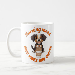 Good Vibes & Coffee – Playful Puppy Digital Artwor Mug