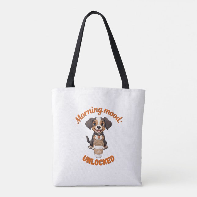 Good Vibes & Coffee – Playful Puppy Digital Artwor Tote Bag (Back)