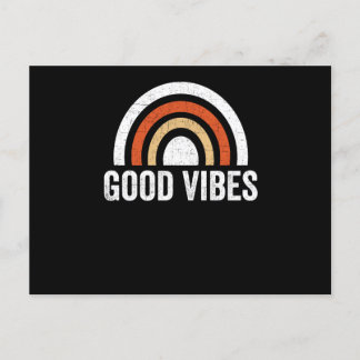 Good Vibes, Cool vintage retro rainbow T-Shirt Postcard