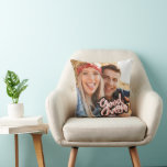 Good Vibes Couple Photo Throw Pillow<br><div class="desc">Adorable photo "good vibes" design throw pillow for couples. You can add two different photos to the pillow, giving you two looks.</div>