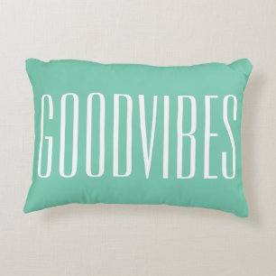 Good Vibes Customizable White And Green New Age Decorative Pillow