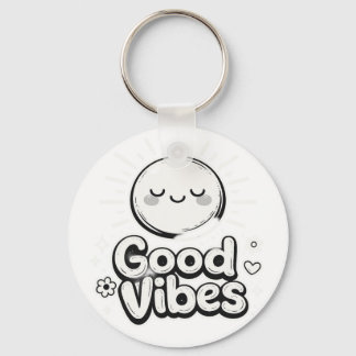 Good Vibes Cute Smiley Keychain – Positive Minimal