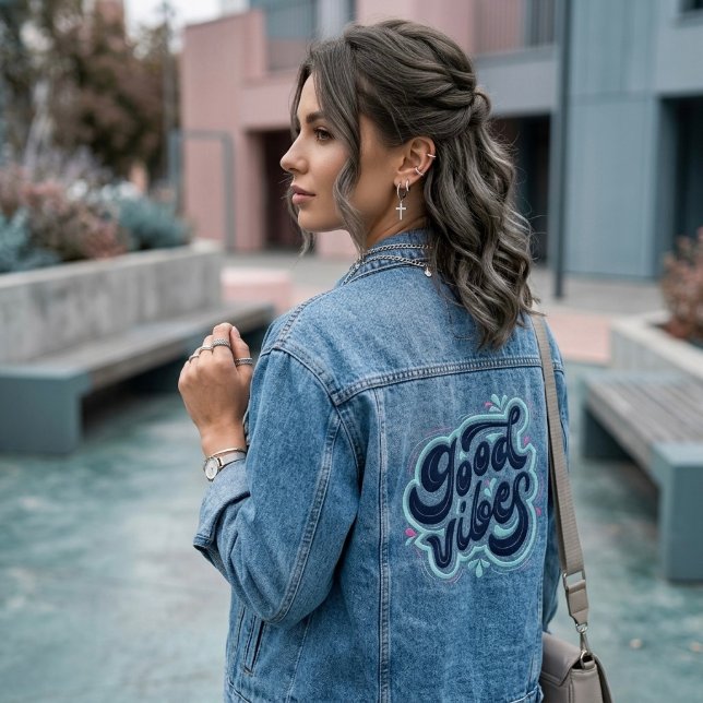Good Vibes Denim Jacket (Creator Uploaded)