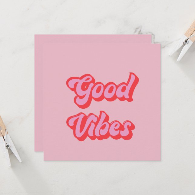 Good Vibes Flat Greeting Card (Front/Back In Situ)