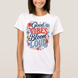 Good Vibes Floral Retro Graphic T-Shirt