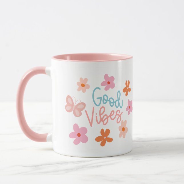 Good vibes flowers and butterfly mug  (Left)