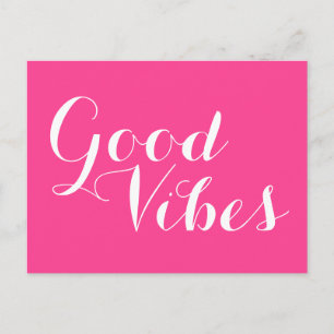 Good Vibes French Fuchsia Magenta Editable Colours Postcard