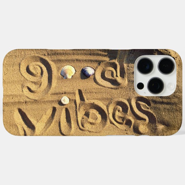 Good Vibes Hand Drawn Quote In Beach Sand Photo Case-Mate iPhone Case (Back (Horizontal))