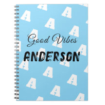 Good Vibes Monogram With Name Blue