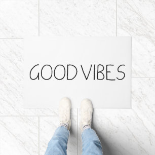Good Vibes New Age Customizable Black And White Doormat