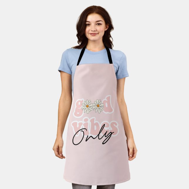 Good Vibes Only 70's Hippie Slogan Apron (Worn)