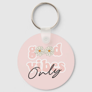 Good Vibes Only 70's Hippie Slogan Keychain