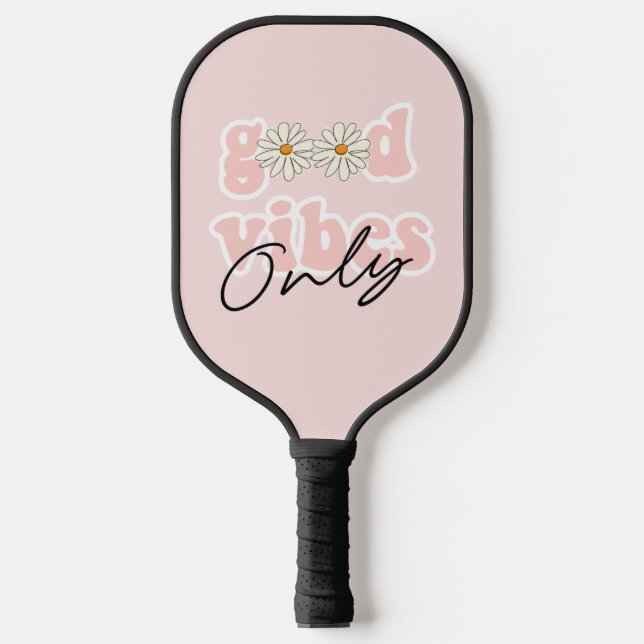 Good Vibes Only 70's Hippie Slogan Pickleball Paddle (Front)